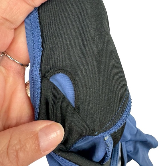 Women’s Size M One Piece Swimsuit Dark Blue Deep V Neck Ruffles Ruching NWOT - Picture 5 of 8